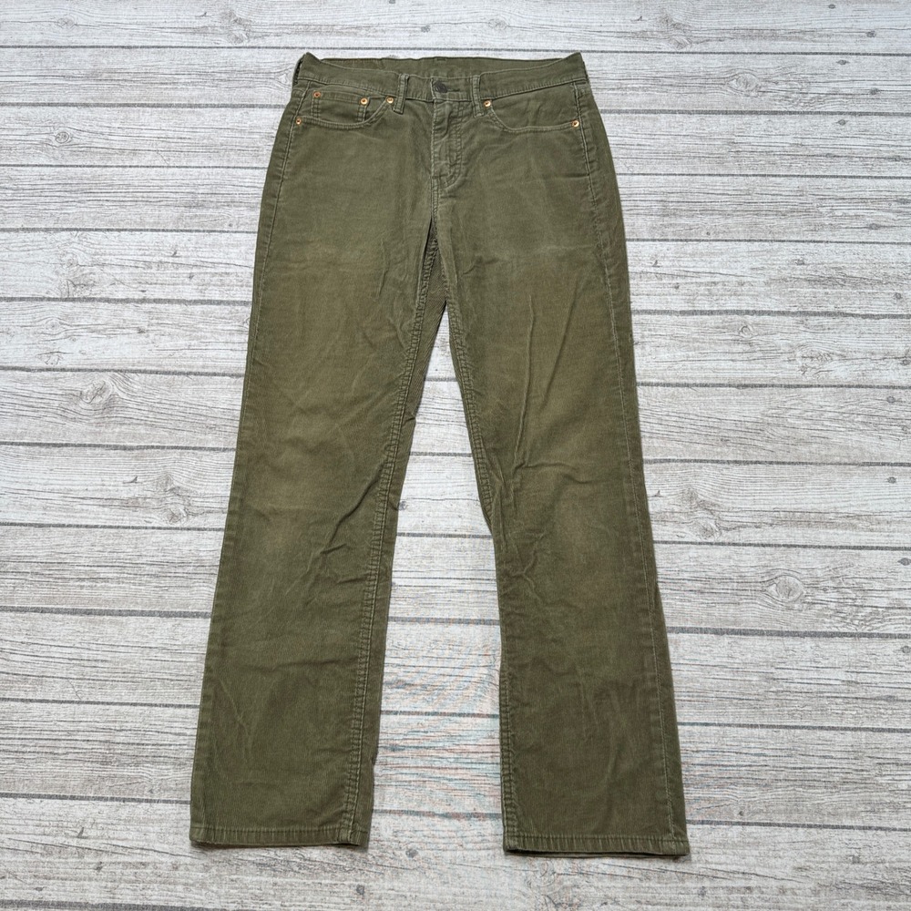 Levi's 514 Corduroy Pants Men's 30x30 Olive Green Straight Leg White Tab Trouser